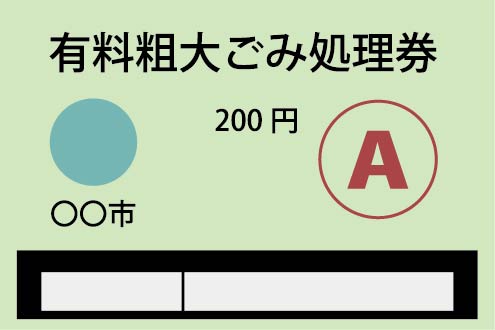 シールに必要事項を記入して粗大ゴミに貼る