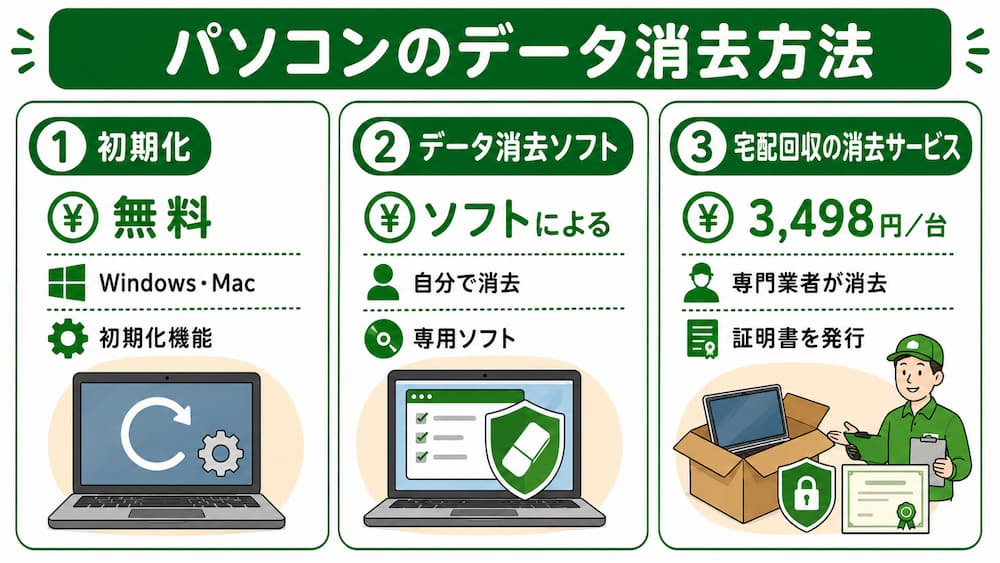 ジョーシンでパソコンを処分するときのデータ消去方法