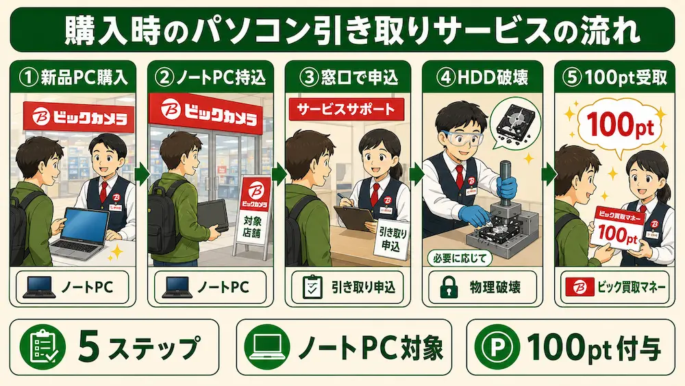 ①購入時のパソコン引き取りサービスを利用する方法