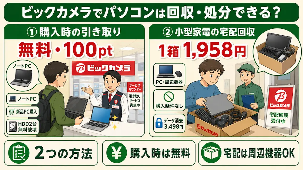 ビックカメラでパソコンは回収・処分できる?