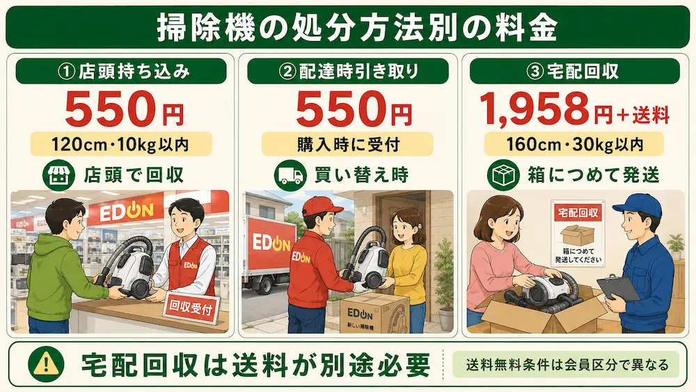 掃除機の処分方法別の料金