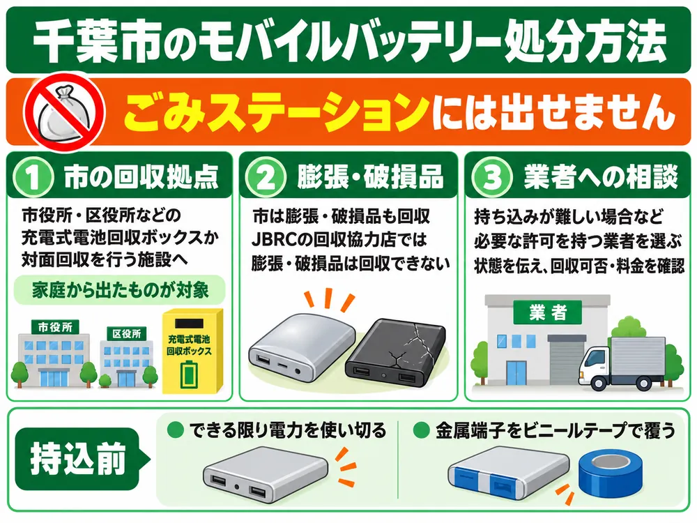 千葉市のモバイルバッテリー処分の取り扱い