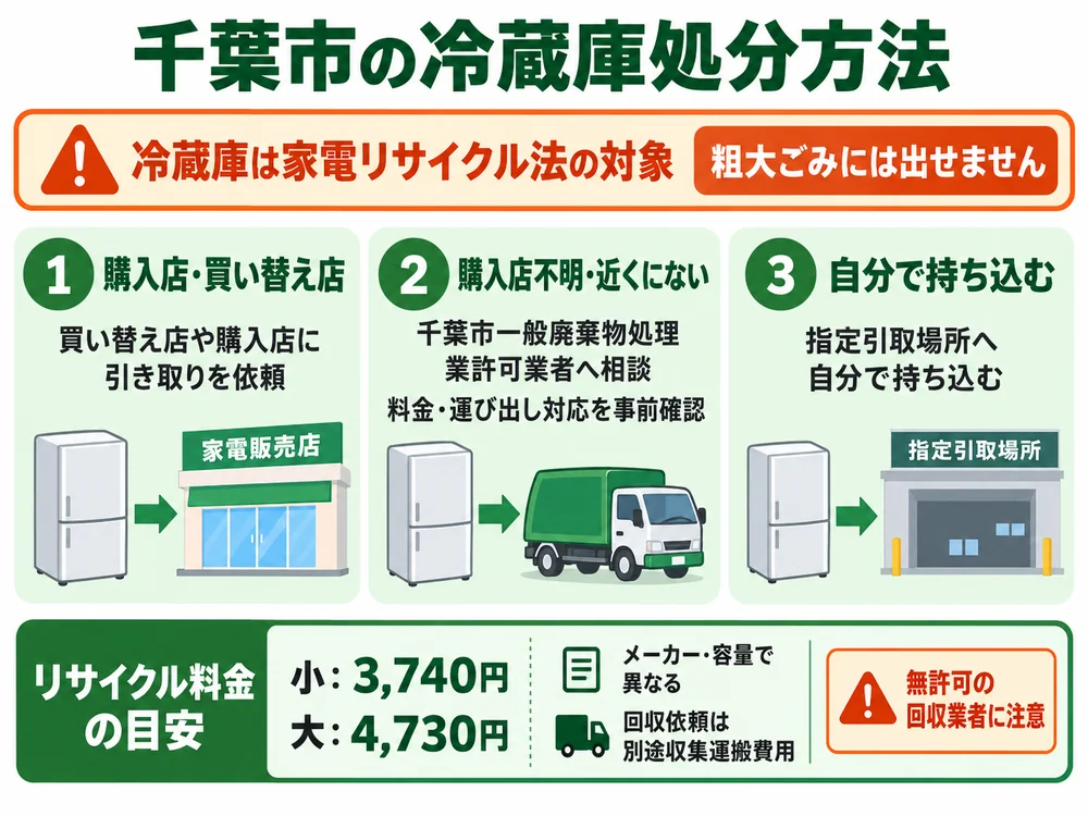 千葉市の冷蔵庫処分の取り扱い