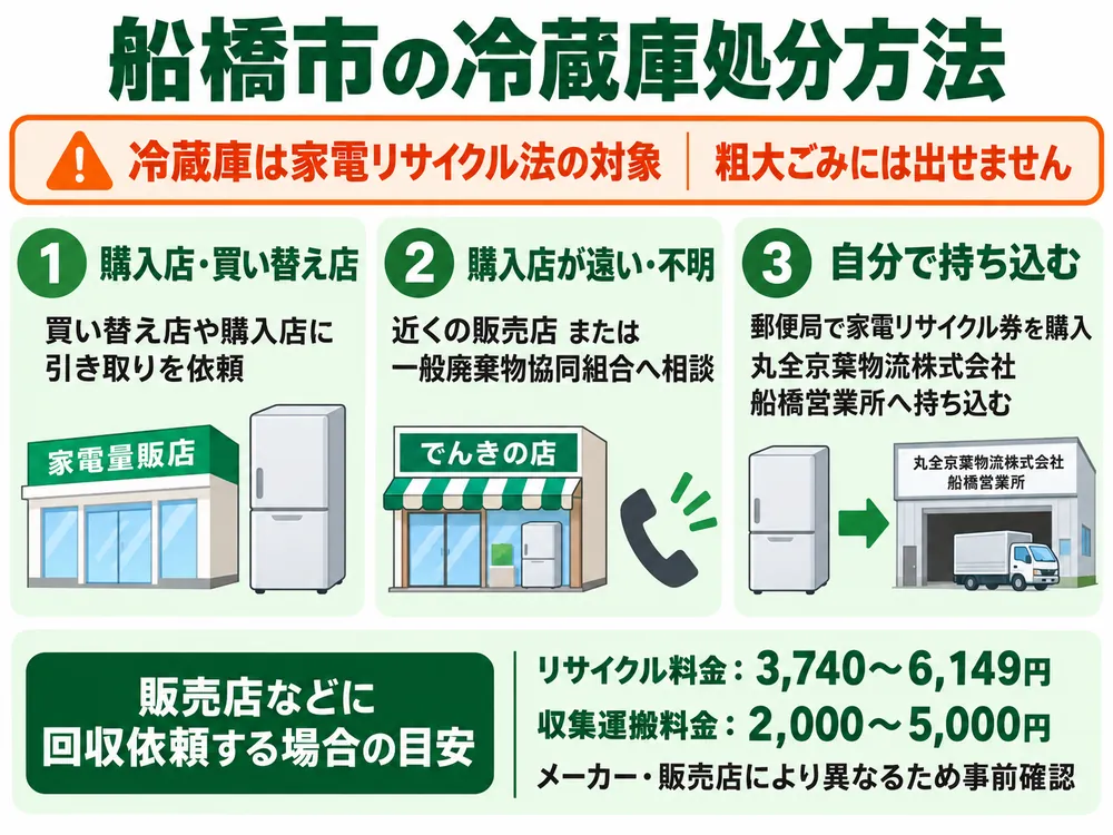 船橋市の冷蔵庫処分の取り扱い