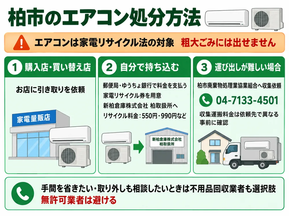柏市のエアコン処分の取り扱い