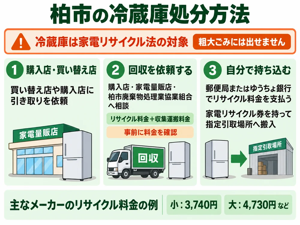 柏市の冷蔵庫処分の取り扱い