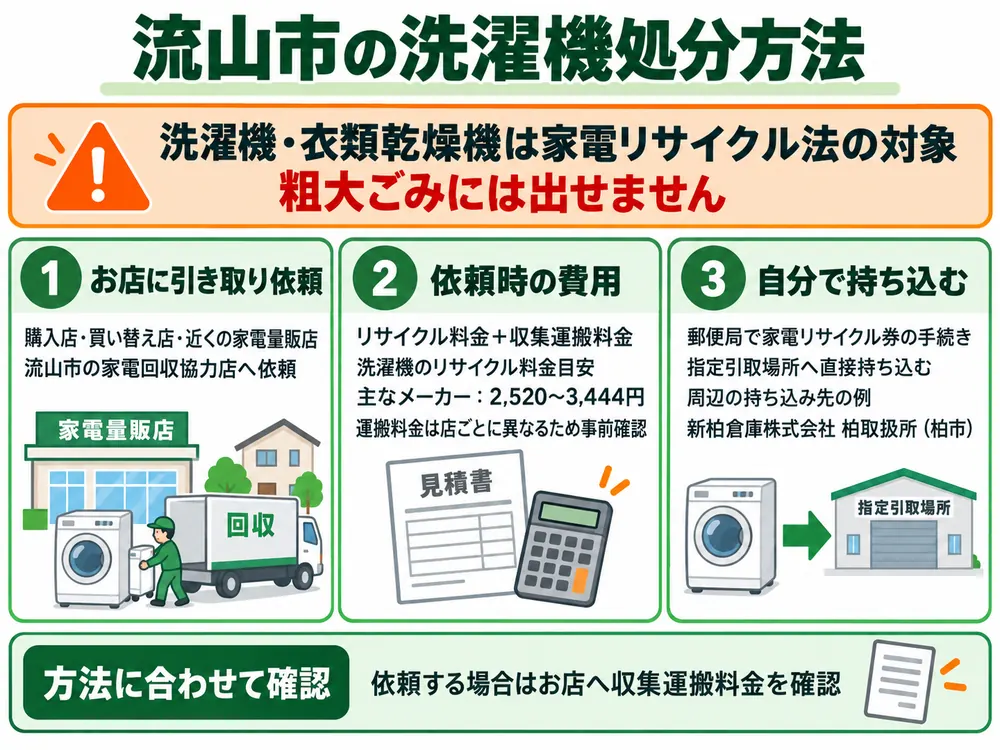 流山市の洗濯機処分の取り扱い