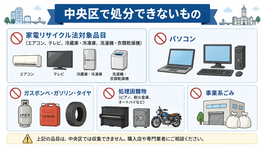 中央区で処分できないもの