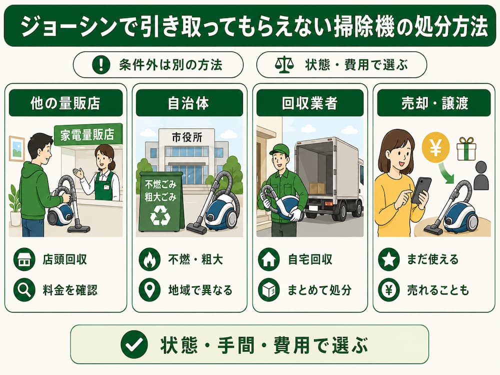 ジョーシンで引き取ってもらえない掃除機の処分方法