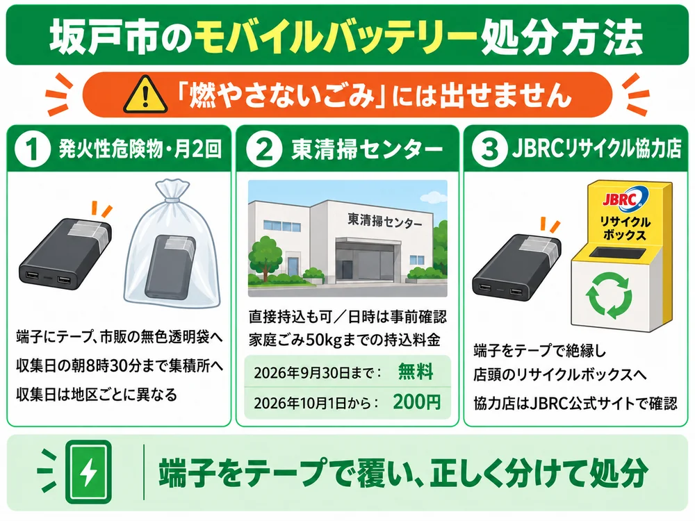 坂戸市のモバイルバッテリー処分の取り扱い