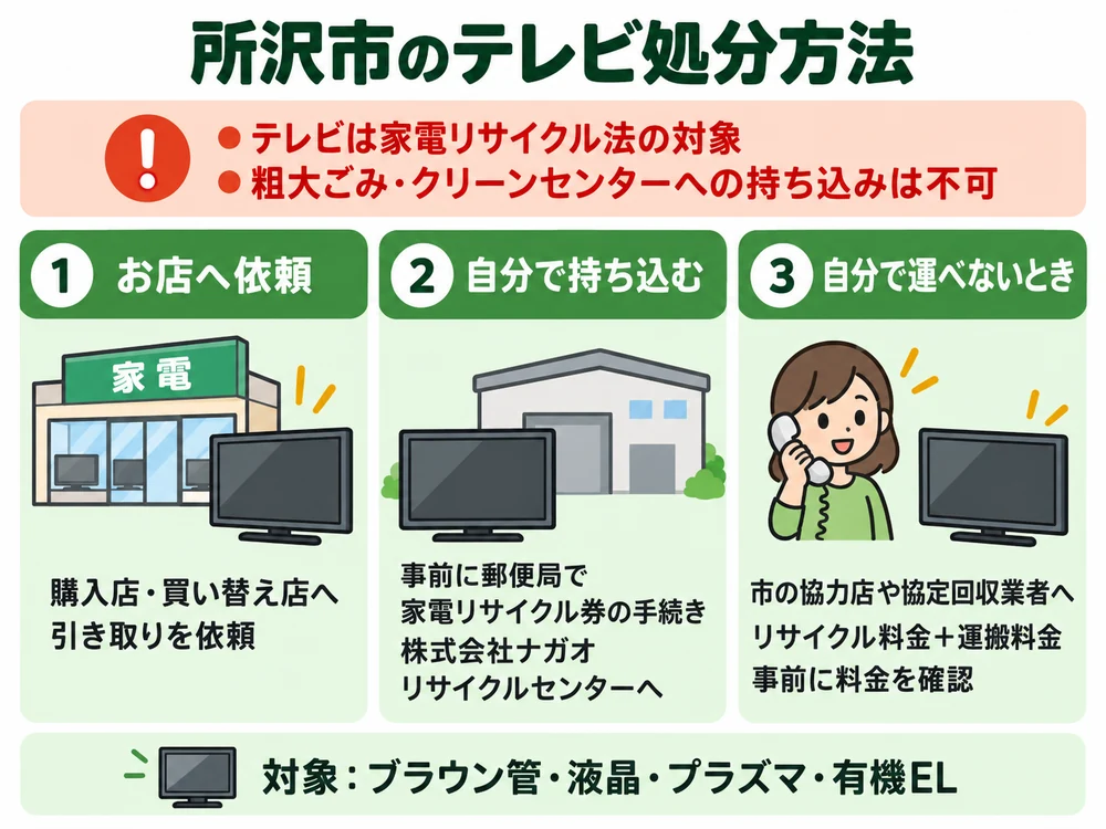 所沢市のテレビ処分の取り扱い