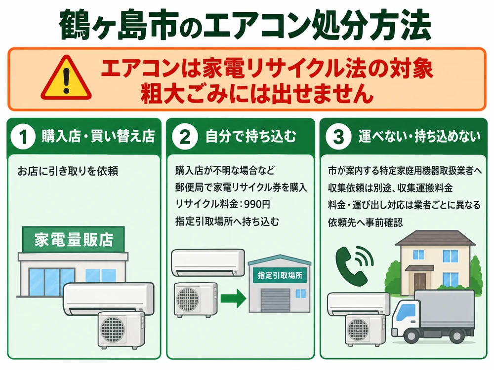 鶴ヶ島市のエアコン処分の取り扱い
