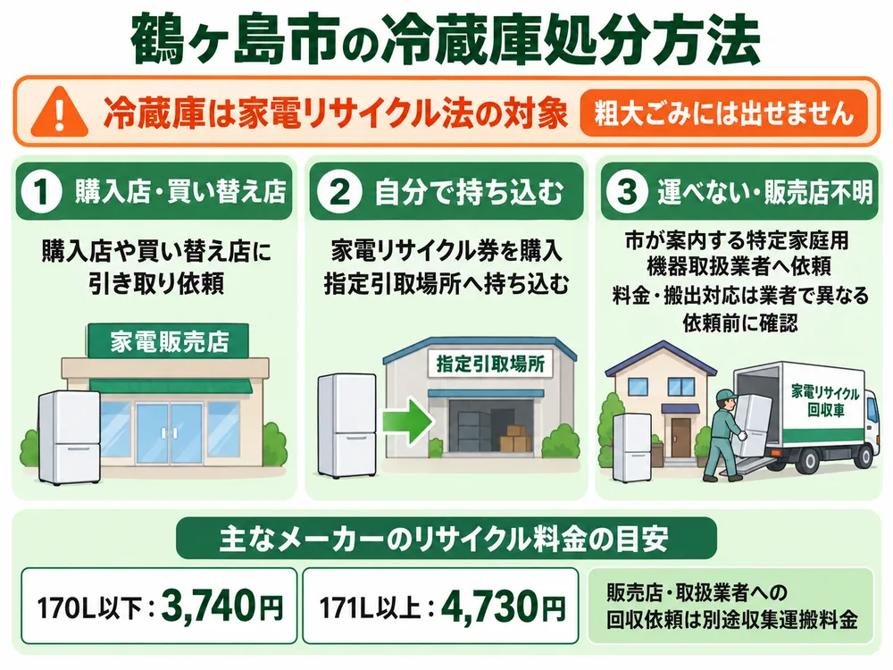 鶴ヶ島市の冷蔵庫処分の取り扱い