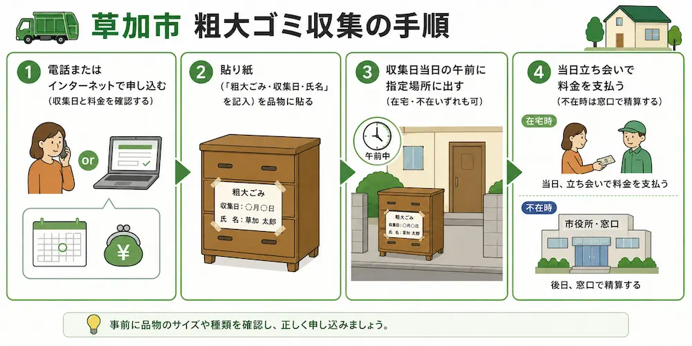 草加市粗大ゴミ収集の手順