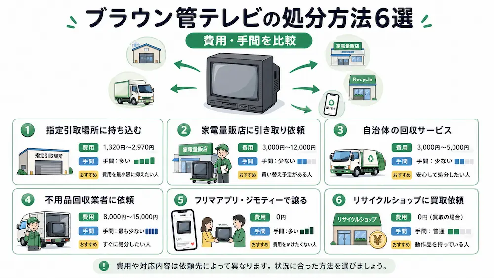 ブラウン管テレビの処分方法6選【費用・手間を比較】