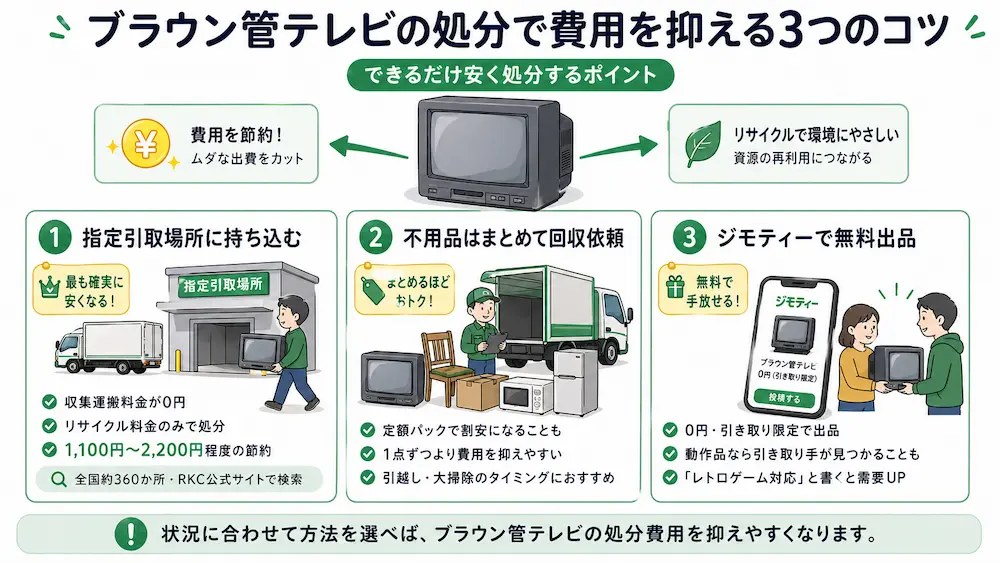 ブラウン管テレビの処分で費用を抑える3つのコツ