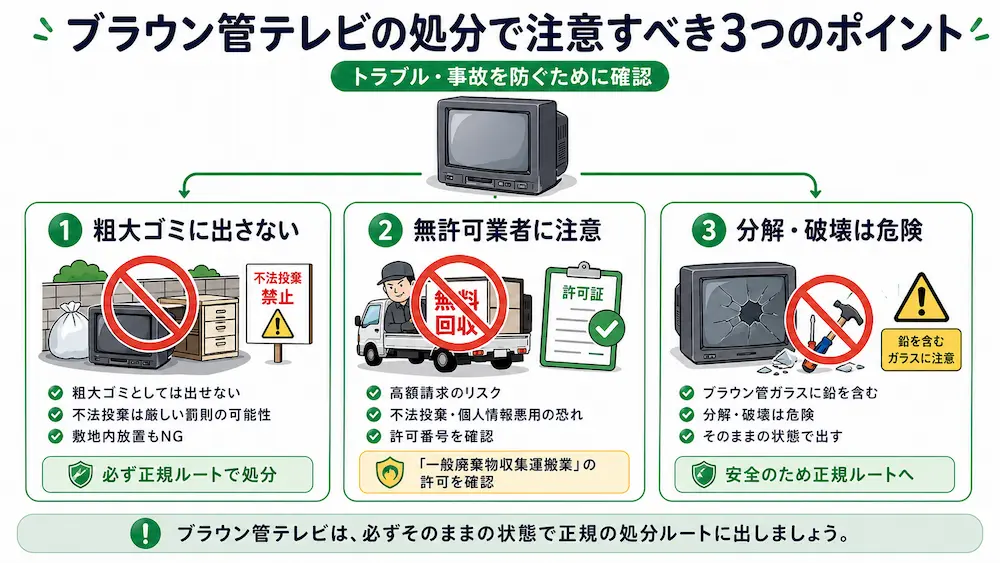 ブラウン管テレビの処分で注意すべき3つのポイント