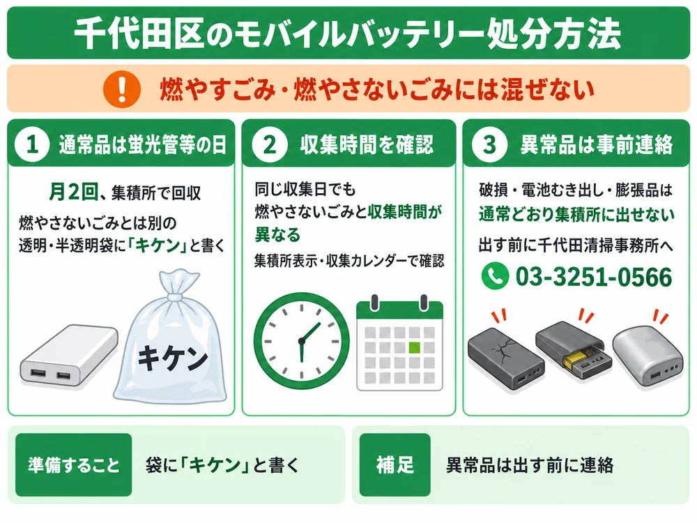 千代田区のモバイルバッテリー処分の取り扱い