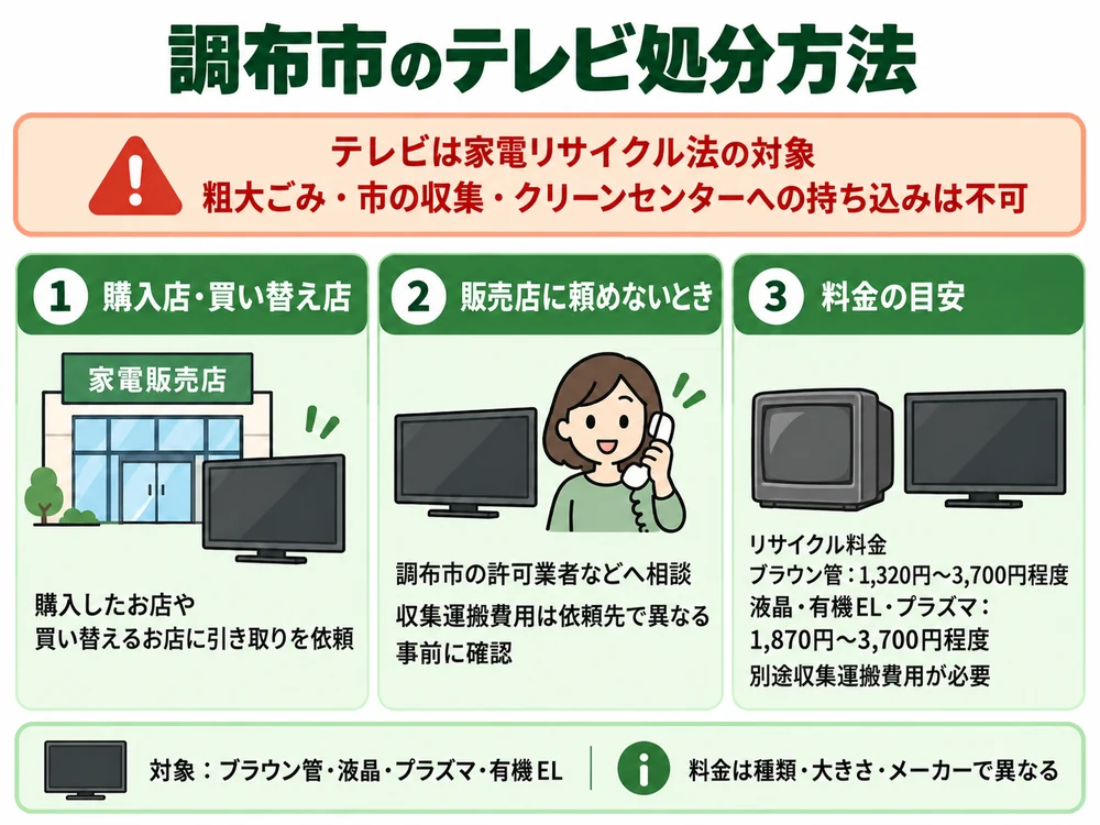 調布市のテレビ処分の取り扱い
