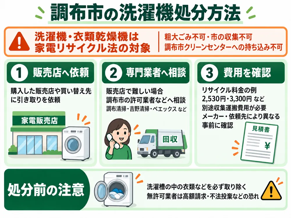 調布市の洗濯機処分の取り扱い