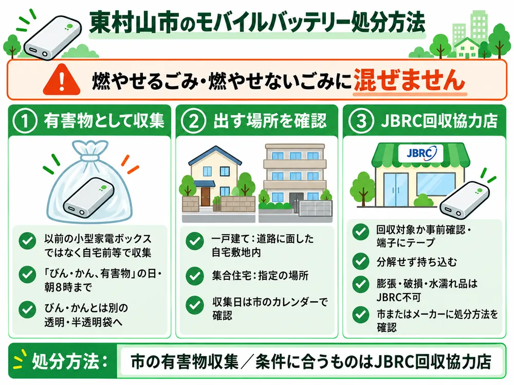 東村山市のモバイルバッテリー処分の取り扱い