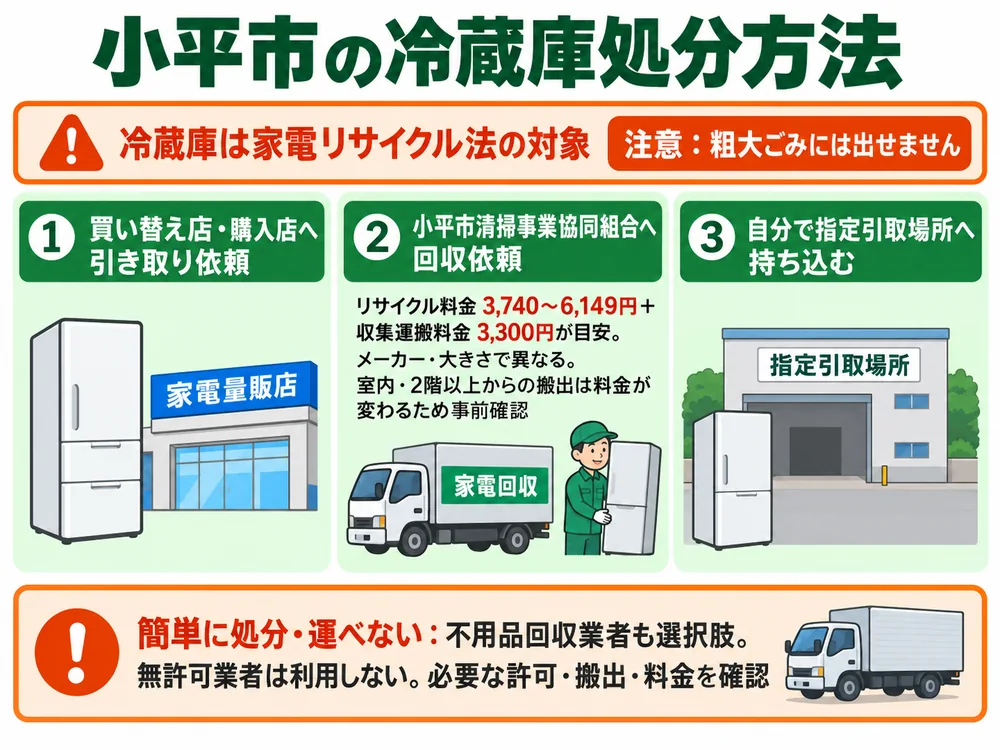 小平市の冷蔵庫処分の取り扱い