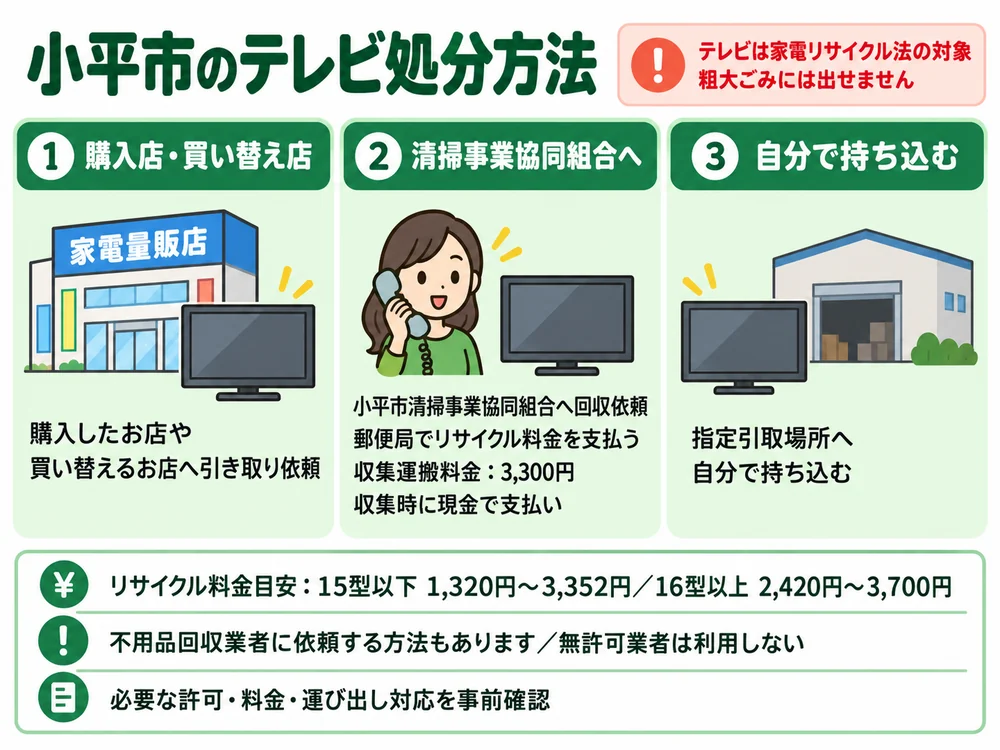 小平市のテレビ処分の取り扱い
