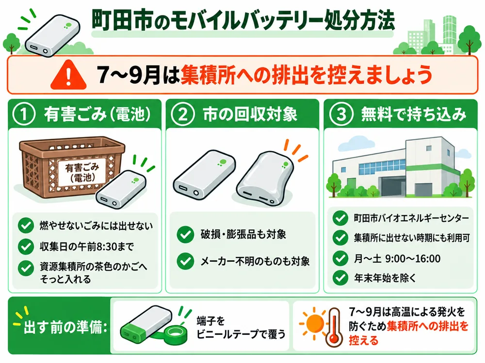 町田市のモバイルバッテリー処分の取り扱い