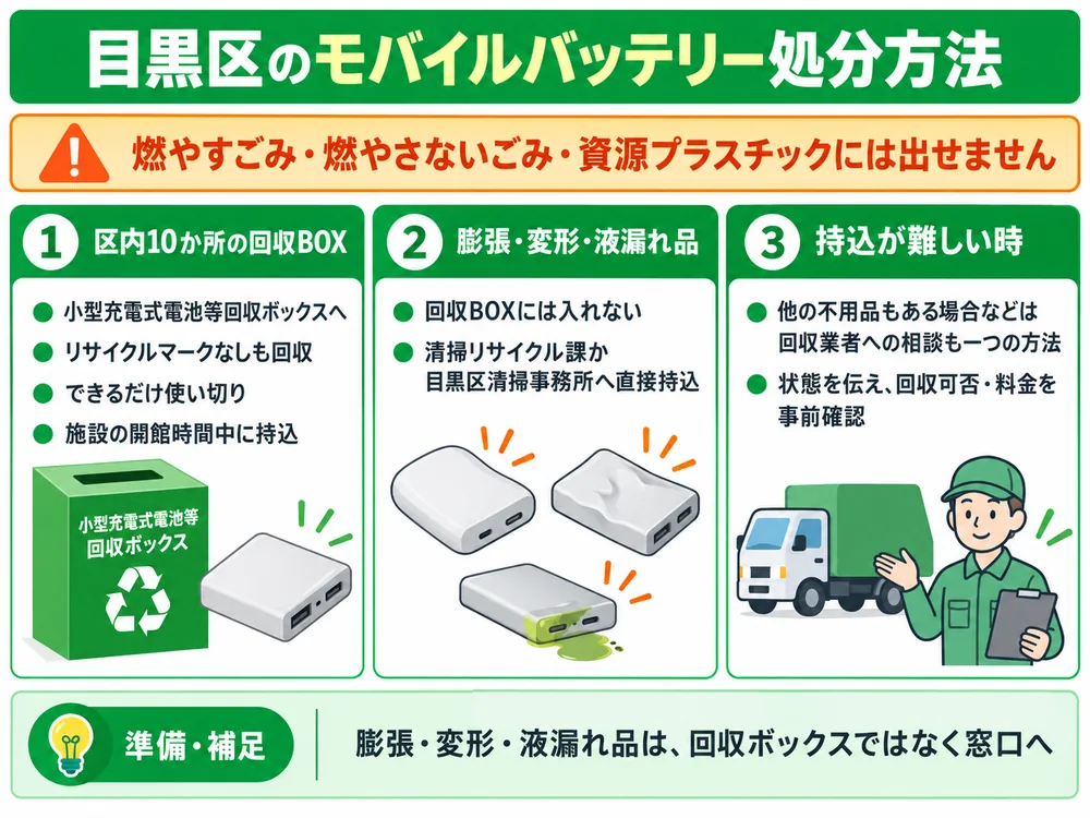 目黒区のモバイルバッテリー処分の取り扱い