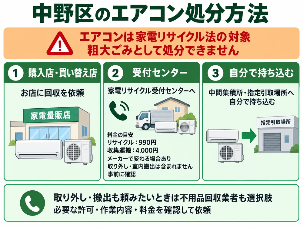 中野区のエアコン処分の取り扱い
