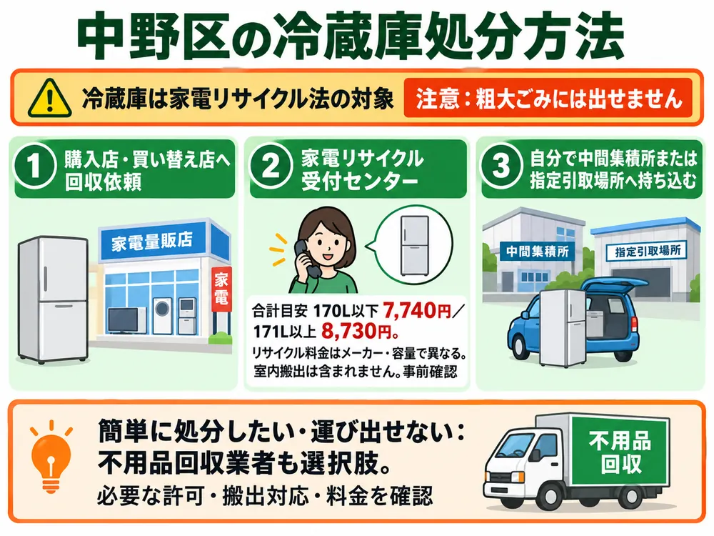 中野区の冷蔵庫処分の取り扱い