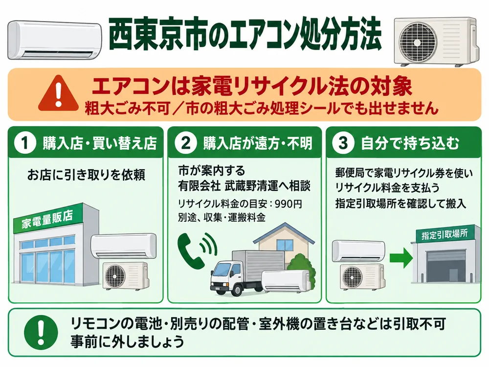 西東京市のエアコン処分の取り扱い