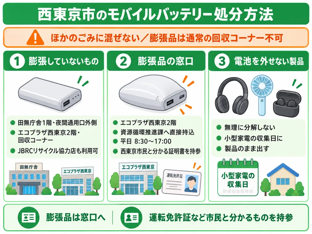 西東京市のモバイルバッテリー処分の取り扱い