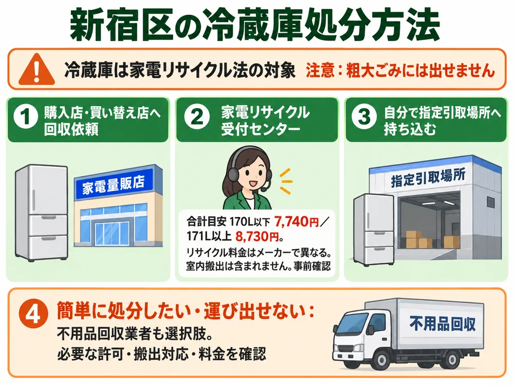 新宿区の冷蔵庫処分の取り扱い