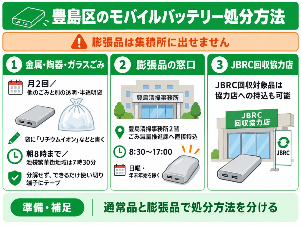 豊島区のモバイルバッテリー処分の取り扱い