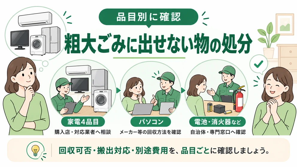 自治体の粗大ごみに出せない家電などの処分方法