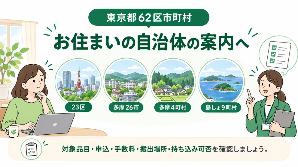 自治体での処分も検討したい方へ|東京都62区市町村の案内