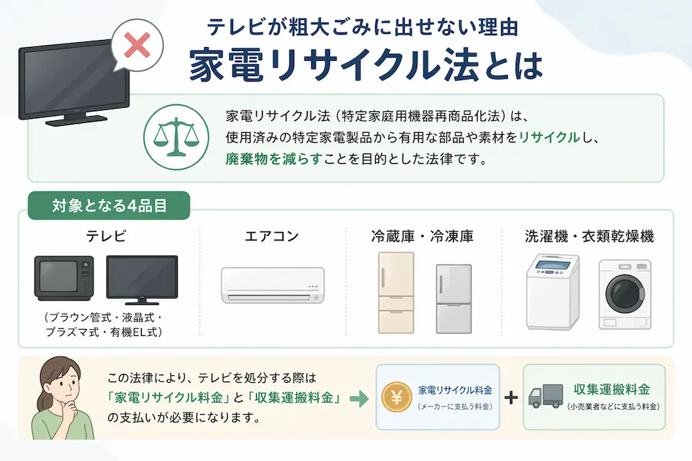 テレビが粗大ごみに出せない理由|家電リサイクル法とは